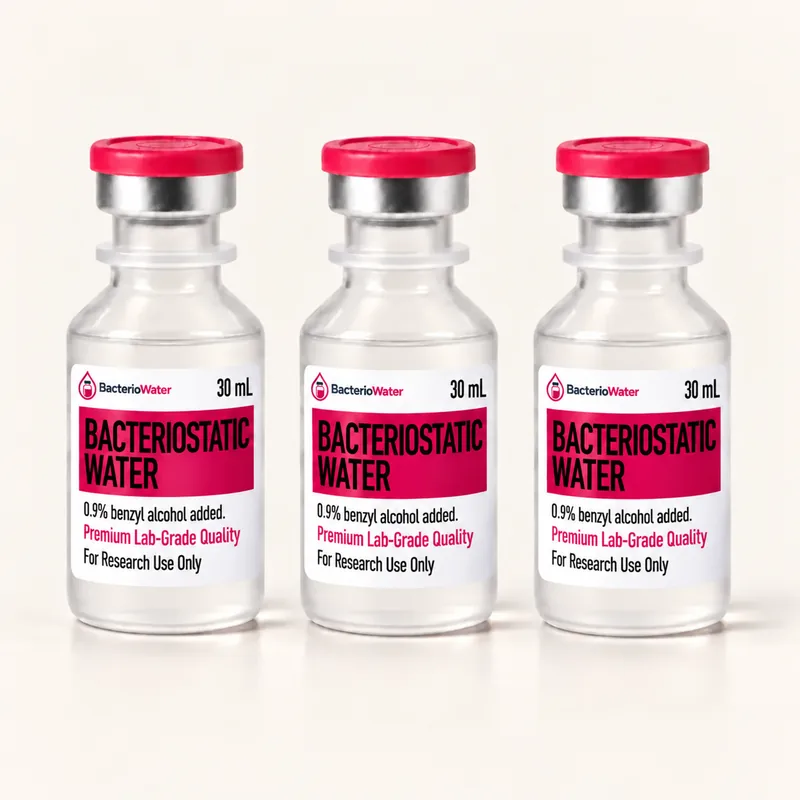 3-vial pack of bacteriostatic water, sealed 30 mL vials