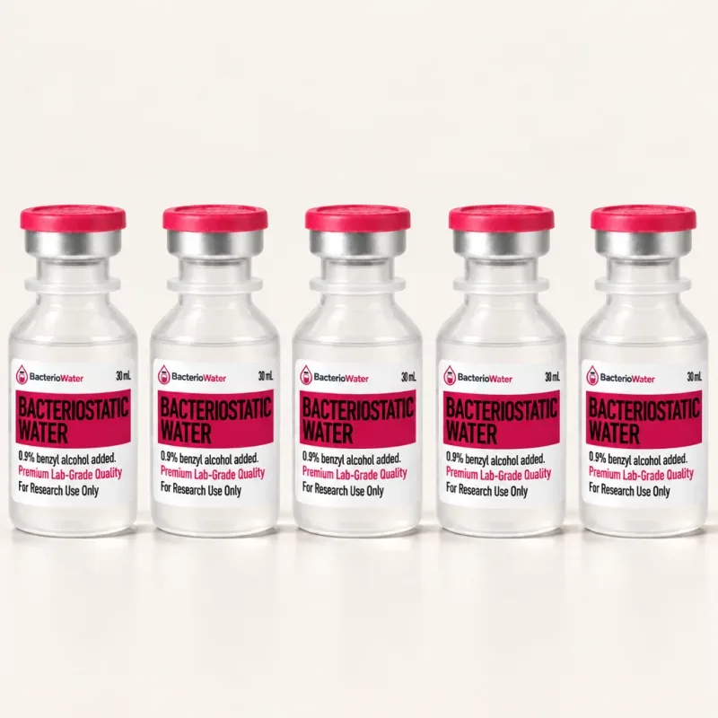 5-vial pack of bacteriostatic water, sealed 30 mL vials