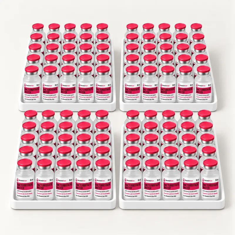 100-vial pack of bacteriostatic water, 4 trays of 25 sealed 30 mL vials