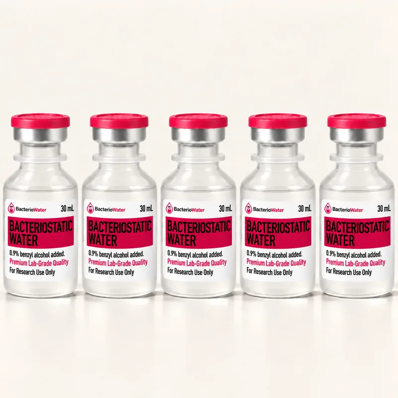 5-vial pack of bacteriostatic water, sealed 30 mL vials